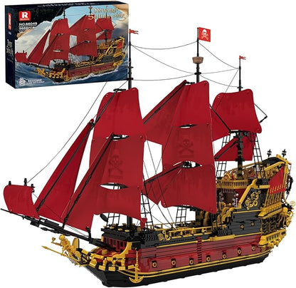 Reobrix Revenge Pirate Ship Building Block Set for Adults 5666+ Pieces Historical Model Kit 66049 Collectible Sailing Ship Boat Construction Toy Christmas Birthday Gifts