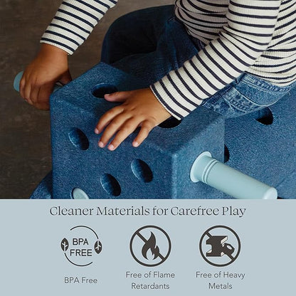 PLAYSMOL MODU Dreamer Set – Large Building Blocks for Toddlers &amp Kids 25 Different Creations Children Toys &amp Gifts Easy Assembly and Responsibly Made (Blue)