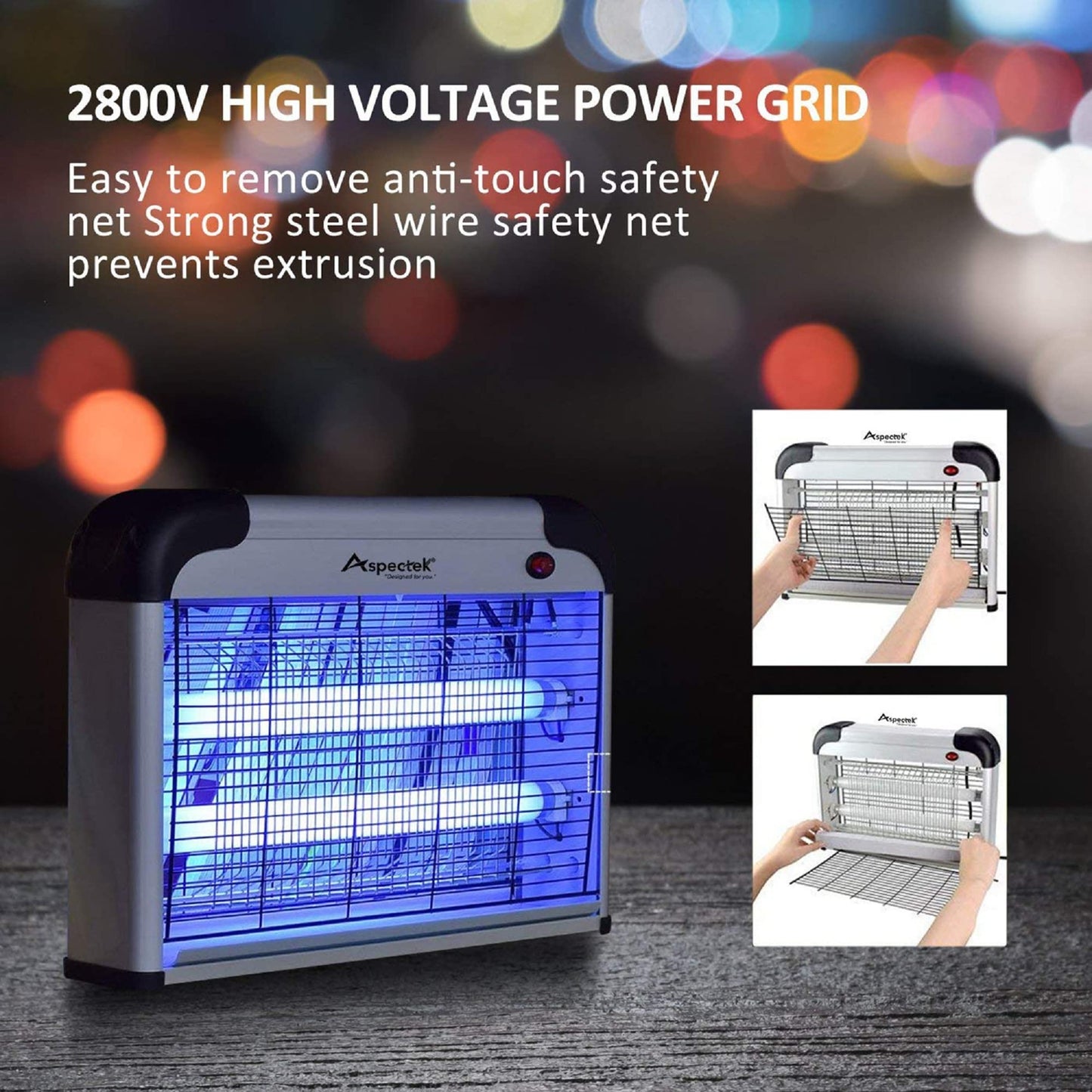 ASPECTEK Insect Killer, Bug Zapper,Powerful 20W Electronic Indoor Fly Zapper, Mosquito Killer-Indoor Use Including Free 2 Pack Replacement Bulbs
