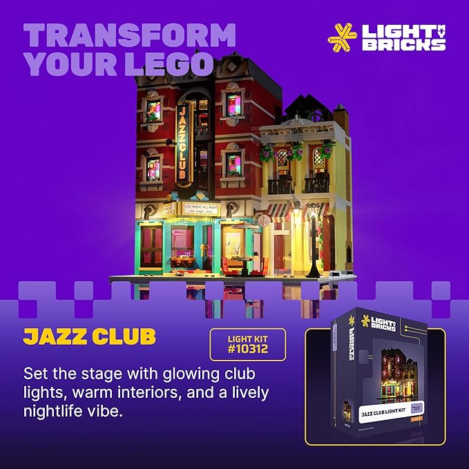 LED Light Kit Compatible with Lego 10312 Jazz Club – Lighting Accessories for Lego Icons Building Set Creative Decorative Upgrade (Model Not Included)