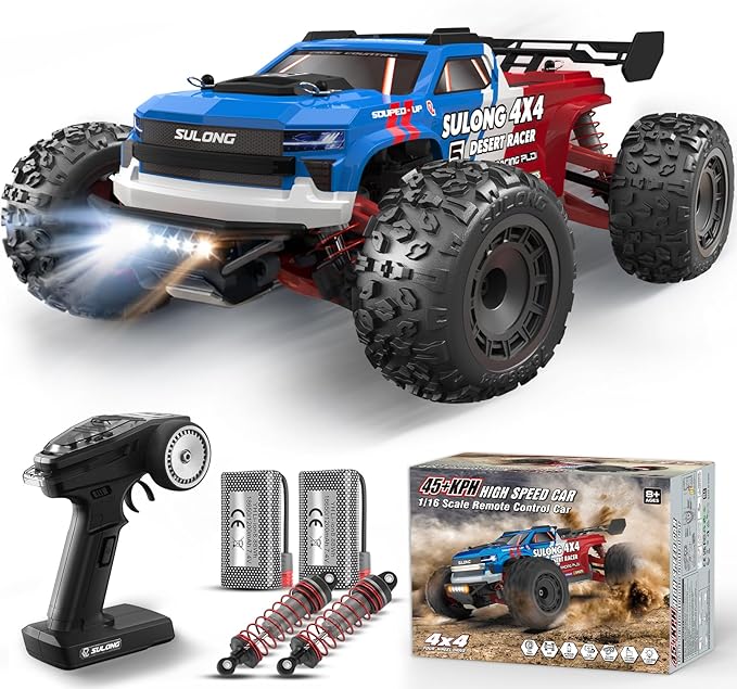Scientoy 1/16 RC Cars 45 KPH 4WD All Terrain RC Truck Offroad High Speed Remote Control Car with 2 Batteries 60 Min Runtime Hobby Grade RC Vehicle for Teens &amp Adults