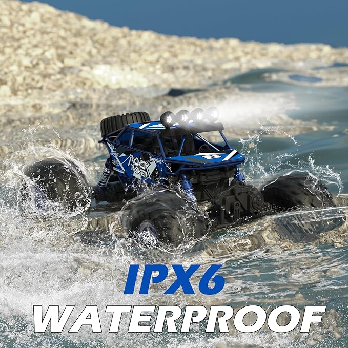 1:10 Scale Remote Control Car 48+ KM/H High Speed Amphibious RC Monster Truck 4WD Waterproof Off RC Road Car 2 Batteries 80Mins Play Toy Gift for Adults Kids Boys Girls