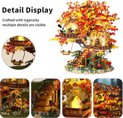 Cherry Blossom Bonsai Tree House Building Blocks Set Plants Flowers Treehouse Architecture Micro Mini Block Kits Gift for Adults and Kids（2725 Pieces）