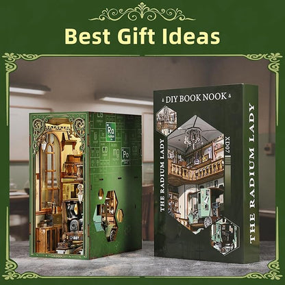 Book Nook Kit DIY Miniature Dollhouse Book Nook Kit with Dust Cover and LED Light-The Radium Lady