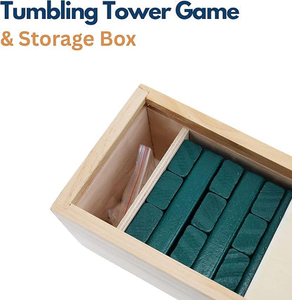 WE Games Wooden Block Stacking Party Game for Adults Tumble Tower Wedding Guest Book Alternative Tabletop Games Includes Storage Case 12 inches