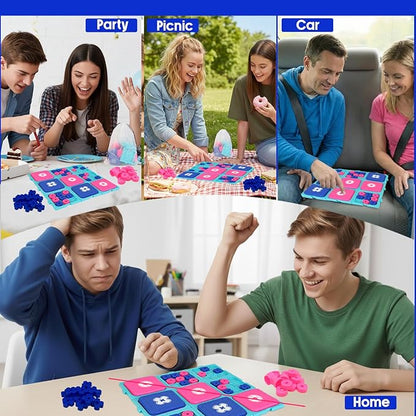 Tic Tac Toe Game Classic XO Strategy Game for 2 Players 9-in-1 Tic Tac Toe Fun Family Board Games Night Portable Set for Tables Cars Playgrounds Outdoors