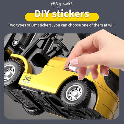 Mini RC Forklift Toy 3 in 1 Remote Control Forklift Trailer 10 Channel Mini Forklift Remote Control with Liftable Fork &amp Hook 1/64 Desktop RC Construction Vehicles for Adults Kids Boy Gift