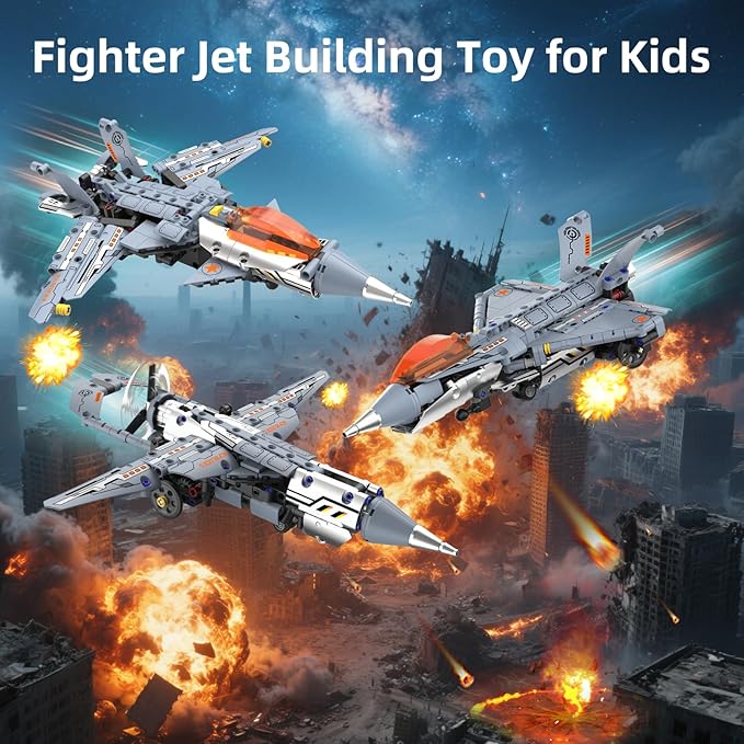 5 in 1 STEM RC Robot Building Kit Fighter Jet Airplane Building Set with APP &amp 2.4GHz Remote Control Technic Transformable Fighter Plane Toys for Kids Boys Age 6 7 8 9 10 11 12+ Birthday Gifts