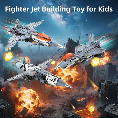 5 in 1 STEM RC Robot Building Kit Fighter Jet Airplane Building Set with APP &amp 2.4GHz Remote Control Technic Transformable Fighter Plane Toys for Kids Boys Age 6 7 8 9 10 11 12+ Birthday Gifts