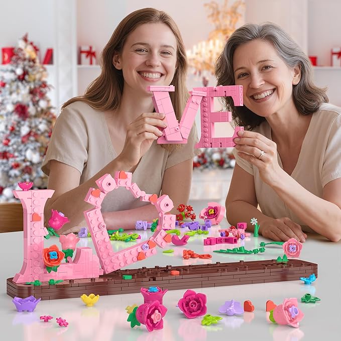 Flower Building Set for Love 791PCS DIY Romantic Floral Brick Kit Graduation Gift School Desk Decor Room Decoration Just Gift for Aged 6+ Kids Girls &amp Adults