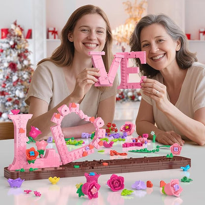 Flower Building Set for Love 791PCS DIY Romantic Floral Brick Kit Graduation Gift School Desk Decor Room Decoration Just Gift for Aged 6+ Kids Girls &amp Adults