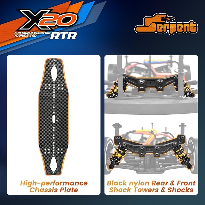 Serpent 1/10 Touring Car RTR 4WD Fast Electric RC Car with Brushless Motor Set Carbon Fiber Parts CNC Aluminum Parts High Speed Batteries and Charger Not Included (Green)