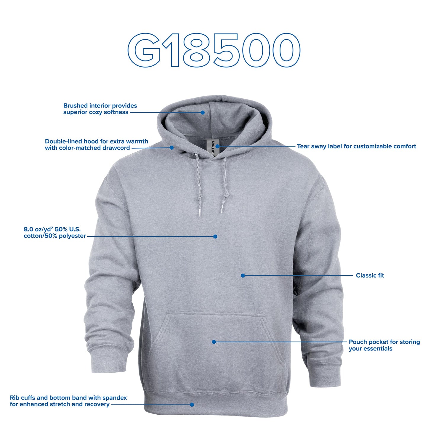 Gildan Adult Fleece Hoodie Sweatshirt, Style G18500, Multipack, Black (1-Pack), Large