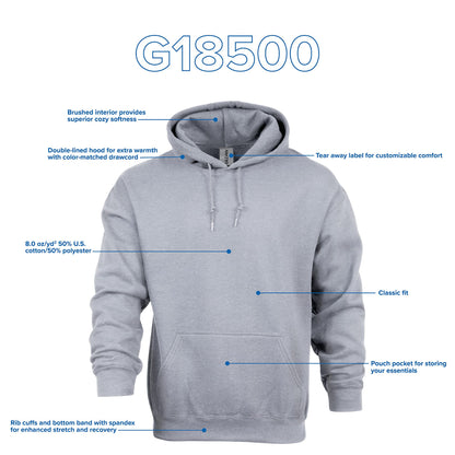 Gildan Adult Fleece Hoodie Sweatshirt, Style G18500, Multipack, Black (1-Pack), Large