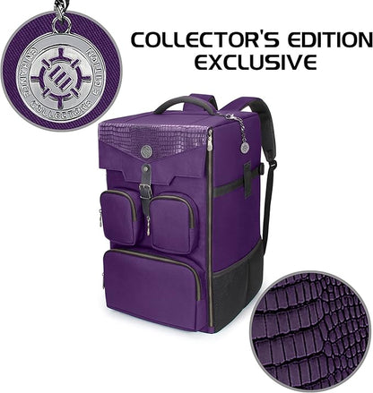 ENHANCE Collector's Edition Board Game Backpack - Reinforced Rigid Board Game Storage with Padded Shoulder Straps Carrying Handle and Accessories Pockets for Dice Card Games More (Dragon Purple)
