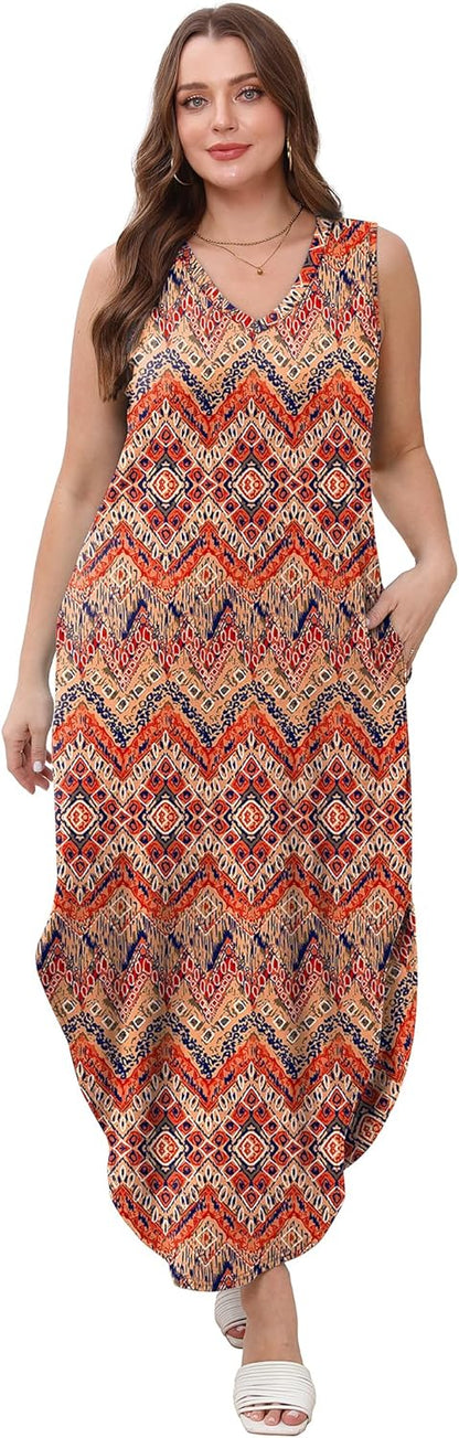Sampeel Summer Dresses Maxi Dress Vacation Beach Sundresses 2025 with Pockets