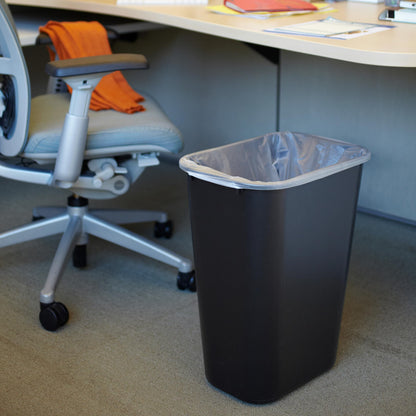 Rubbermaid Commercial Wastebasket Trash Container, 41QT/10.25 GAL, Plastic, Black, Stackable Trash Can for Bedroom/Bathroom/Office, Fits Under Desk/Sink/Cabinet