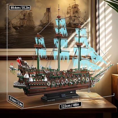 Mould King 13218 Pirate Ship Building Blocks Sets MOC Ghost Ship Flying Dutchman Model Kit Display Decoration Pirate Boat Model Sets Collectible Construction Toys Gift for Teen Adult(6849 PCS)