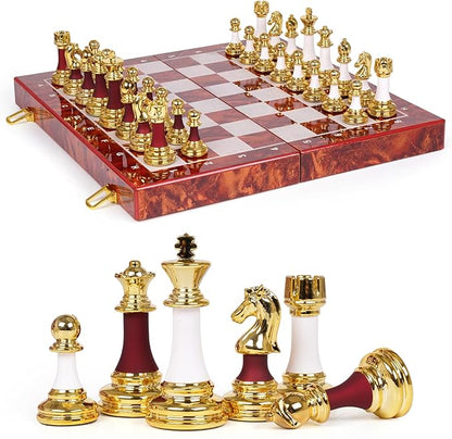 15 Inch Chess Set with Weighted Acrylic Chess Pieces – Tournament Size 3.5” King – Elegant Folding Chess Board for Adults and Kids Professional Family Chess Board Game Set for Home Office &amp Gift