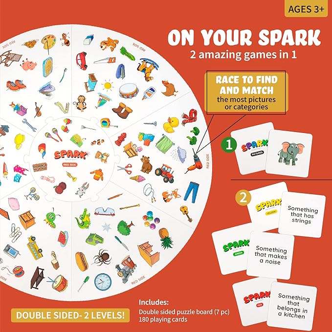 Matching Game Preschool Board Games for Kids 2-in-1 Picture Cards Match and Category Games Speech Therapy Materials Educational Games for Kids 3 and Up