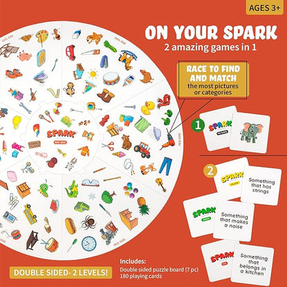 Matching Game Preschool Board Games for Kids 2-in-1 Picture Cards Match and Category Games Speech Therapy Materials Educational Games for Kids 3 and Up