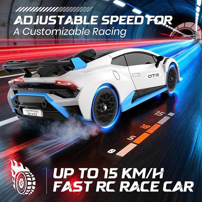 Lamborghini Remote Control Car 1:18 Scale Officially Licensed Lamboghini Toy Car Cool RC Cars Toys for 4 5 6 7 8 9 10 11 12 Year Old Boys Kids Adults Gifts 15km/h Fast RC Drift Car (White)