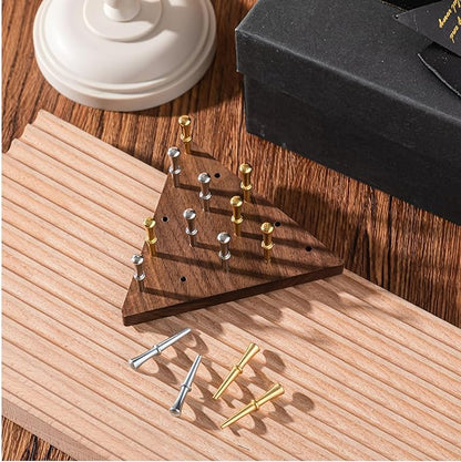 Estune 2 Set 4.3 Inch Walnut Wooden Triangle Peg Game Portable Board with Storage Bag Classical Peg Triangular Game for Adults Family Friends Home Winter Holiday Christmas Party