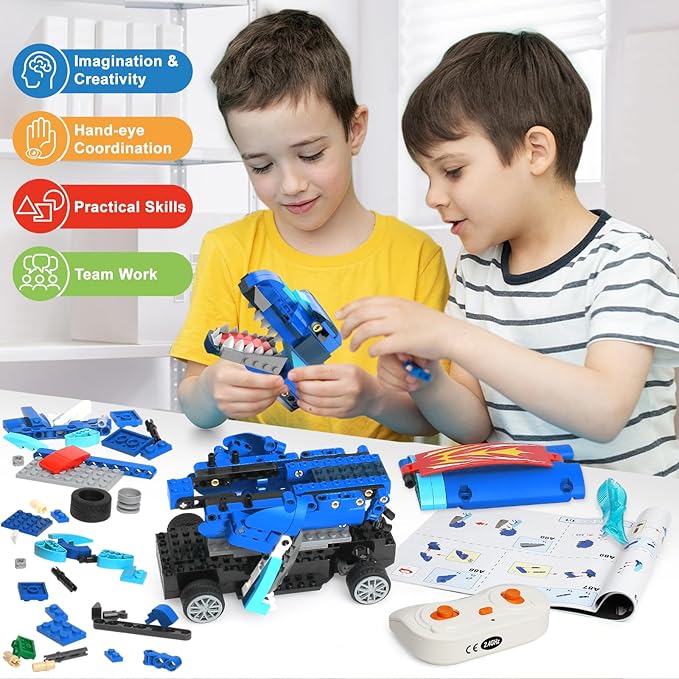 Yerloa Dinosaur Toys for Boys Age 8-12 5-7 6-7 Jurassic Building Kits for Kids 6 7 8 9 10 11 12 + Year Old 343 Pcs Remote Control STEM Projects Building Blocks Sets Educational Birthday Easter Gifts