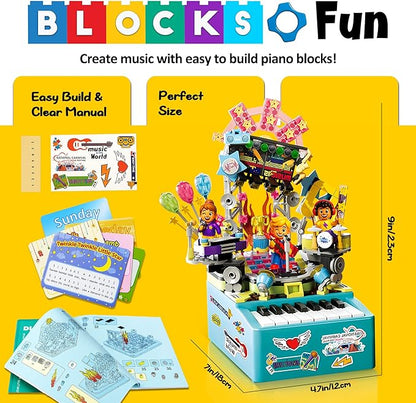STEM Piano Music Building Block Set with Light &amp Sound Real Playable Building Toys for Kids Ages 6+ Birthday Gift &amp Room Décor DIY Creative Toys for Kids &amp Adults