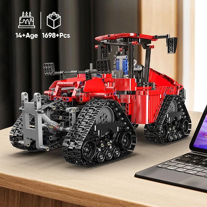 Mould King Crawler Tractor Building Toys 1698 Pieces 4x4 Tracked Tractor Building Sets for Adults Age 14+ Construction Vehicle Model Blocks Kit Creative