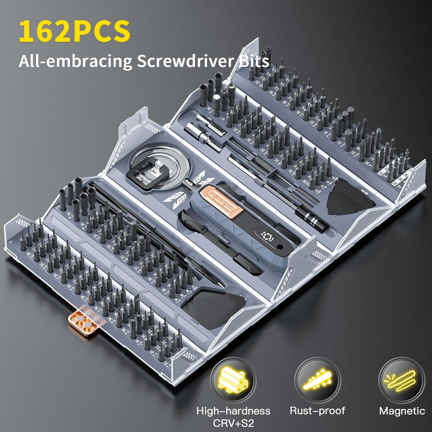Faireach MANUAL 180 in 1 Screwdriver Set, Precision Screwdriver Set with Pick-up Screwdriver Bits, Quintic-Fold and Case Design, Magnetic Repair Tool Kit for iPhone MacBook Computer Laptop