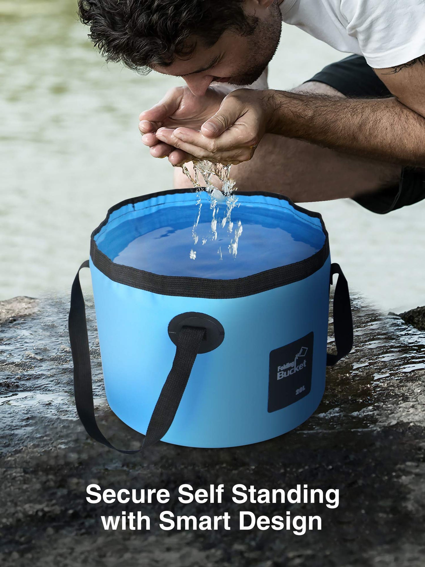 Luxtude Collapsible Bucket, 5 Gallon Bucket(20L), Beach Buckets, Fishing Buckets, Portable & Ultra Lightweight Outdoor Basin Container, Folding Basin Container for Fishing, Camping, Hiking, Beaching