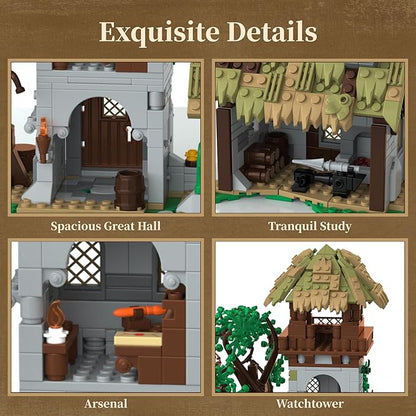 Medieval Building Set Knight Training Ground Buildings Blocks for Adults Teens DIY Toy Model Kits for Adult Boys Girls 12+ Home Office Art Decor Holiday Christmas Birthday Gift 1109PCS