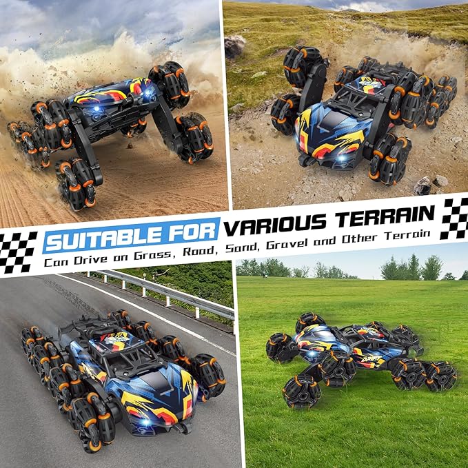 8WD Gesture Sensing RC Stunt Car Toys for Boys Age 8-12 2.4GHz Hand Controlled Remote Control Car with Light &amp Music &amp Spray Cool Christmas Birthday Present Gifts for Kids 6 7 8 9 10 11 12 Y