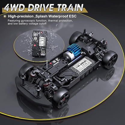 HAIBOXING 1/18 Scale RC Cars 2196 Drift RC Car 28 KM/H High Speed with Gyro 2.4 Ghz Electric Vehicle RTR 4X4 Remote Control Cars Drifting Race Toys for Adults Boys Girls Kids Gifts with Two Batteries