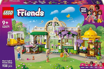 Lego 42671 Friends Flower Shop Cafe Toy Birthday Present Blocks For Girls Boys Children 9 Years Old 10 Years Old 11 Years Old Elementary School Plants Fake Green Bouquet Artificial Flower Decoration