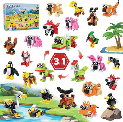 30 Pack Easter Party Favors Building Set for Kids 750 Pcs Mini Animal 3-in-1 Building Block Kit Sets Classroom Goodie Bags Stuffers for Kid Best Birthday Gifts for Boys Girls Ages 6+