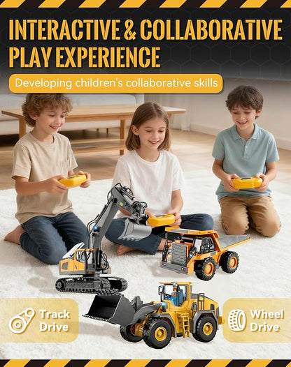 Construction Rc Set of 4 2.4ghz Remote Control Excavator 360° Rotation Lights and Sounds Command The Site Conquer The Dirt Collaborative Experience Alloy Material (1Pc-D)