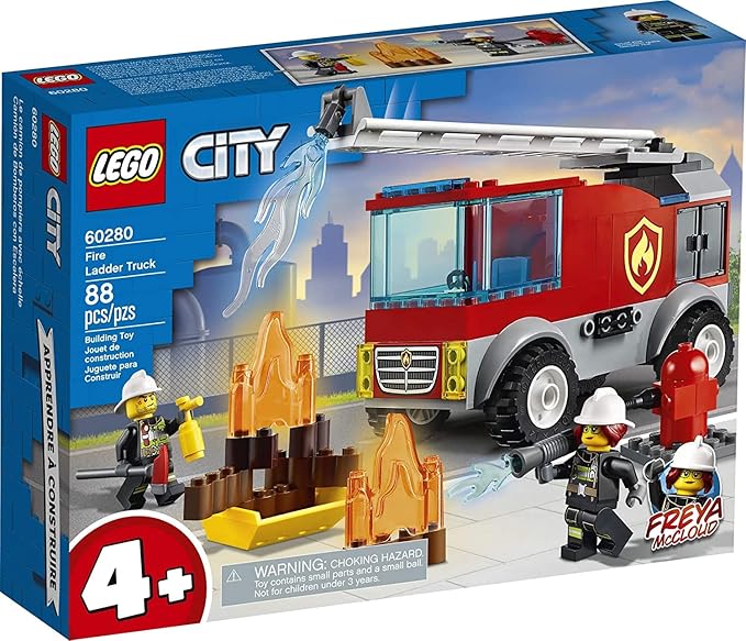 LEGO City Fire Ladder Truck 60280 Building Kit Fun Firefighter Toy Building Set for Kids New 2021 (88 Pieces)