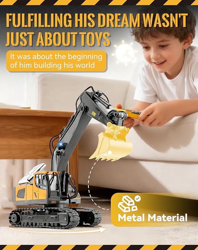 Construction Rc Set of 4 2.4ghz Remote Control Excavator 360° Rotation Lights and Sounds Command The Site Conquer The Dirt Collaborative Experience Alloy Material (1Pc-D)