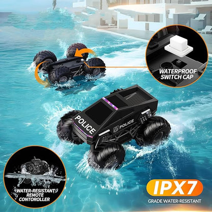 Remote Control Car Cyber RC Truck Toy 1:16 2.4GHz 4WD Off-Road Amphibious Waterproof Monster Truck for All Terrain Kids Birthday Gifts for Boys Girls Age 6 7 8 9 10 11 12 Year Olds (Black)