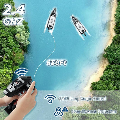 RC Boat-Remote Control Boat for Adults-High Speed 35+ KPH for Pool-Toys for Ages 8-13 (Black)