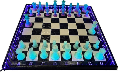 Dam Merch's LED Illuminated Glow in The Dark Chess Set - Made in USA (Standard Rainbow + Green)