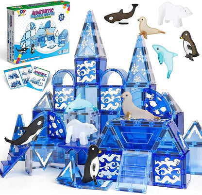 TOY Life Magnetic Tiles for Kids Ages 4-8 Magnetic Toys for Toddlers 3+ Magnet Tile Building Toy for Kids Ages 3-5 Magnet Building Tiles Toddlers Preschool (56 pcs)