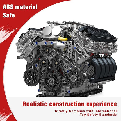 Mould King LR V10 Engine Model Kit for Adults 1834 Pcs Engine Kits That Runs DIY Mechanical Building Set for 14+ 10250 STEM Educational Toy Car Motor