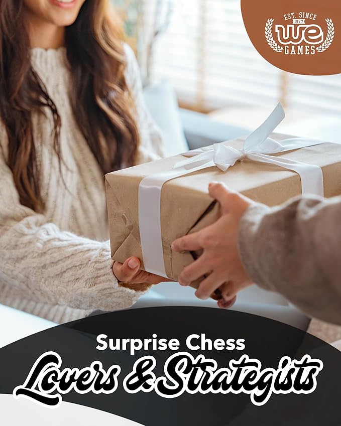 WE Games Best Value Tournament Chess Set - Includes 34 Chess Pieces Roll Up Vinyl Chess Board Chess Pieces Chess Bag and Equalizer Dice Travel Chess Sets for Adults
