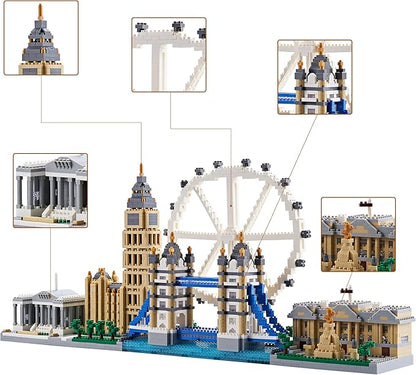 Architecture Series Mini Bricks for Adults and Teens London Skyline Collection 3430 PCSMicro Mini Blocks Set Model KitLandmark Model