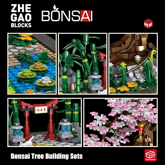 Bonsai Tree Building SetsJapanese Style Cherry Blossom Tree Mini Building Blocks(1101PCS) Including Garden PlantsAnimalPondMeaningful Gift for 6 7 8 9 10+ Kids and Adults…
