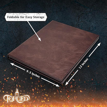 Game Master Screen - 30in Portrait DM Screen Compatible with Dungeons and Dragons and Other TTRPG - Faux Dragon Skin with Clear Dry Erase 8.5 x 11 Pockets - Slipcase Stores with DND Books - Brown
