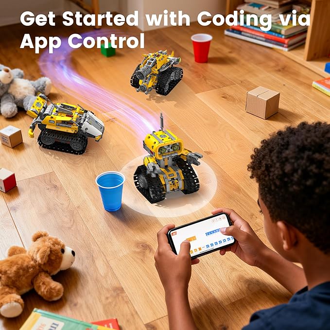 5 in 1 STEM RC Robotics Kit APP &amp Remote Control Robot Building Kit DIY Science Kits for Kids Age 8-12 8 Year Old Boy Birthday Gift